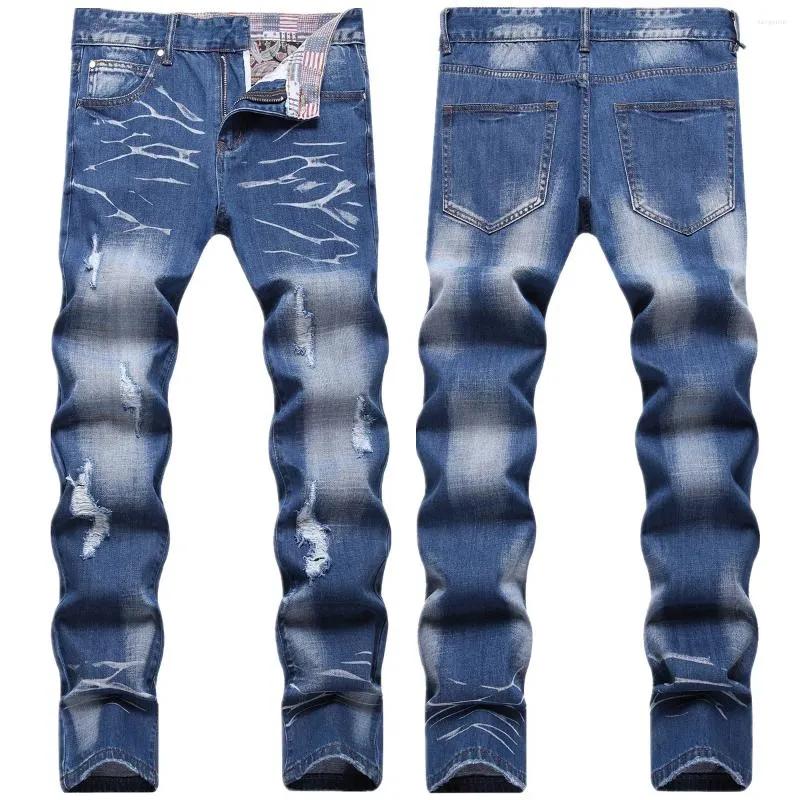 Marca de moda de los jeans para hombres Usa pantalones malos hombres delgada Europa y América Feavies Lavado Tide de alta gama