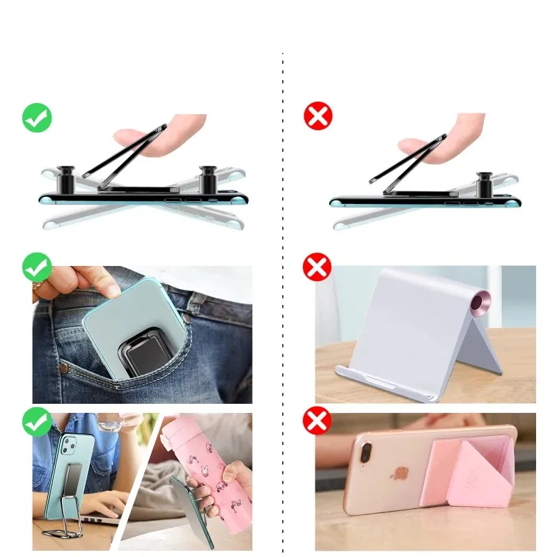 2024 2022 Metal Zinc Alloy Mobile Phone Holder For Tablet Square Folding Double Finger Ring Bracket Lazy Simplicity Convenient Stand Sure,