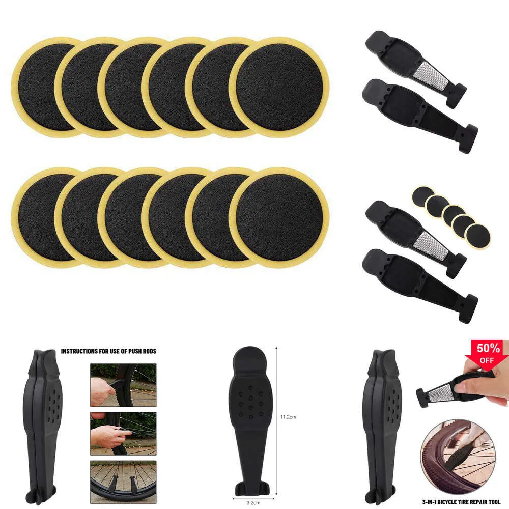 2024 3-in-1Bicycle-Reifenreparaturwerkzeugwerkwerkzeug Set Bike Cycling Wheel Reparatur Kit Innenrohr Patch-Reifen-Reifen-Reifenreifen mit Reifenprybar