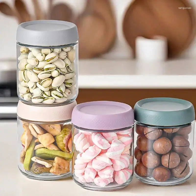 Opslagflessen Glas Voedselcontainers 4 stks Lekbestendige Jar Set Good Sealing Safe Safe Food-Grade Jars Canisters