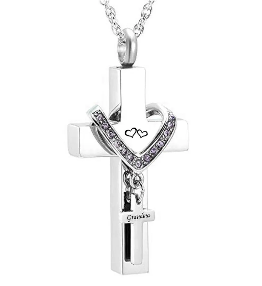 Memorial jewelry Stainless Steel Cross for grandma Memorial Cremation Ashes Urn Pendant Necklace Keepsake Urn Jewelry8373024