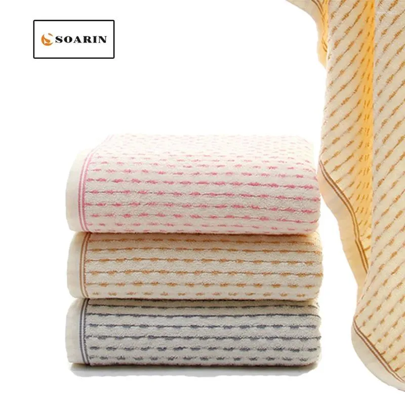 Towel SOARIN Stripe Solid Cotton Soft Bath Towels For Adults Thicker Household Absorvente Badhanddoek Katoen Toallas Algodon