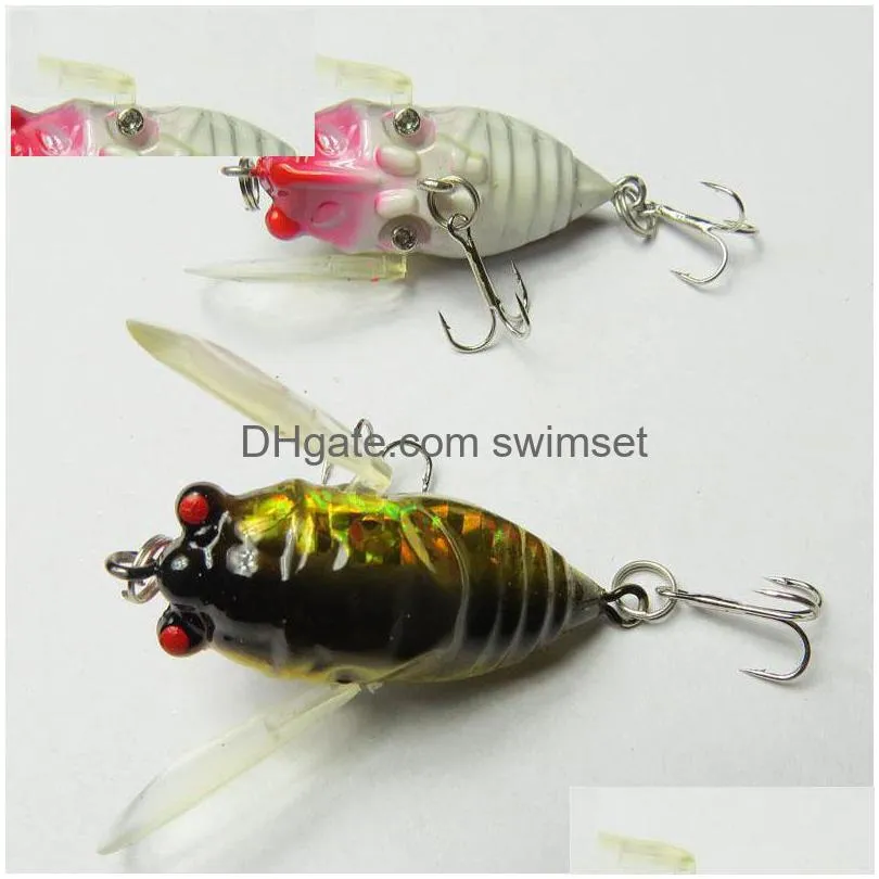 5pcs Popper Cicada Fishing Insect Inseto Lures de 4cm/6g Artificial Hard Isca Pesca Poppers Topwater Float Drop Drip Dat entre Dhmic