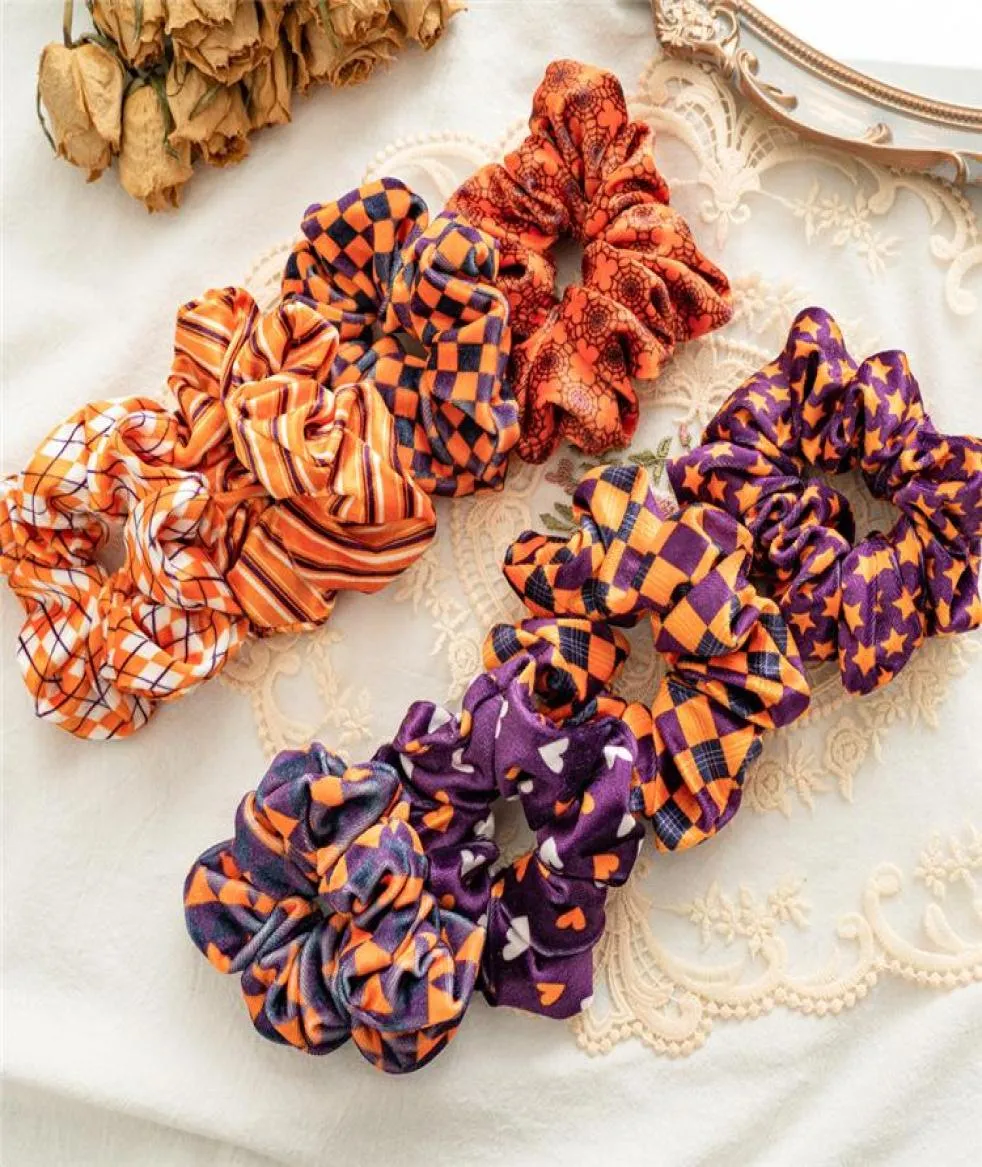 Halloween Velvet Hair Scrunchie Hairband Women Foueve Bands élastiques Girls Coiffes Halloween Grand accessoires de cheveux intestinaux8270250