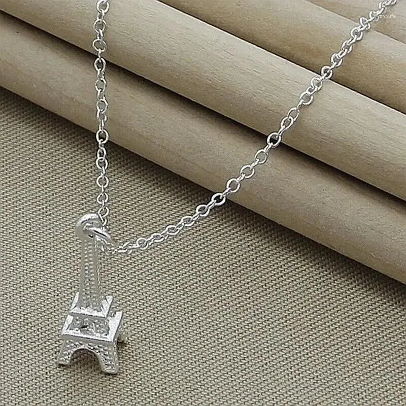 Pendants Chuangcheng 925 Serling Silver Eiffel Tower Paris Pendant Collier Chaîne de mode Bijoux