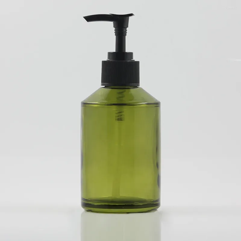 Storage Bottles Green Lotion Essential Oli Moisturizer Facial Water Liquid Cream Cosmetic Packaging Glass Pump Bottle 200ml