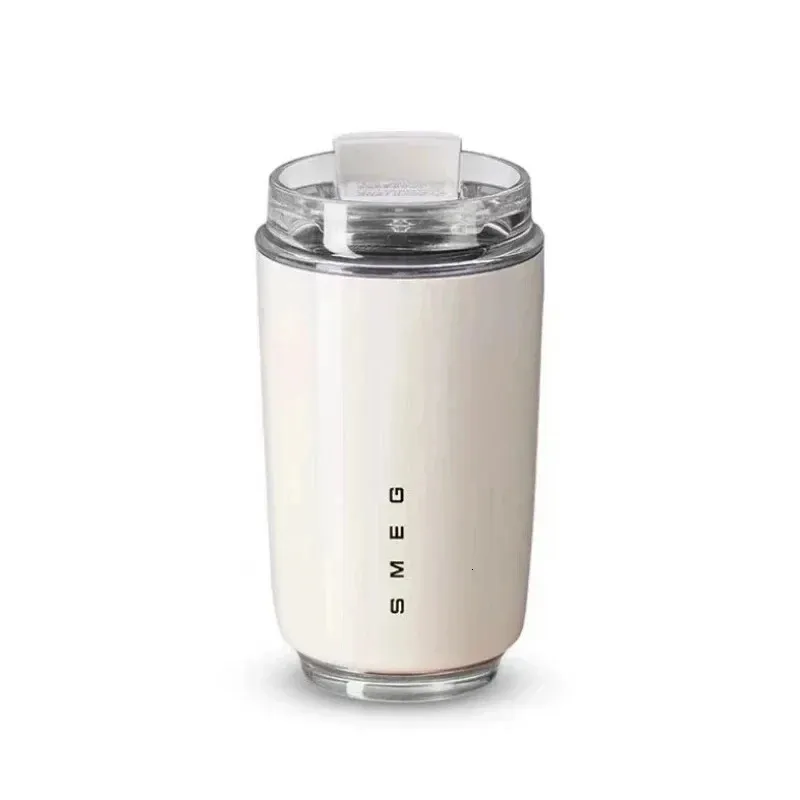 SMEG Thermos Cup Coffee Isolated Rostfritt stål Thermal Glass Mugg Sportflaska med fack Vatten Vit 240407