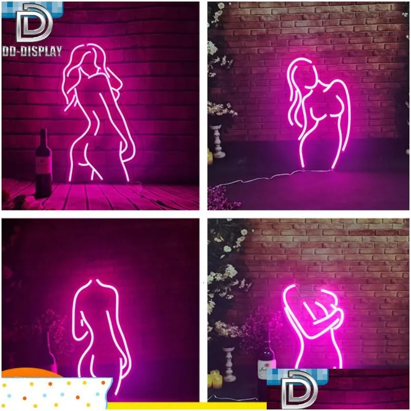 Partymasken dd sexy Frauen Neon Lichter Schild Hängende Nacht Lampe Weihnachts -Club -Bar Restaurant Game Room Beleuchtung Dekor aus dem gewöhnlichen DH2BA