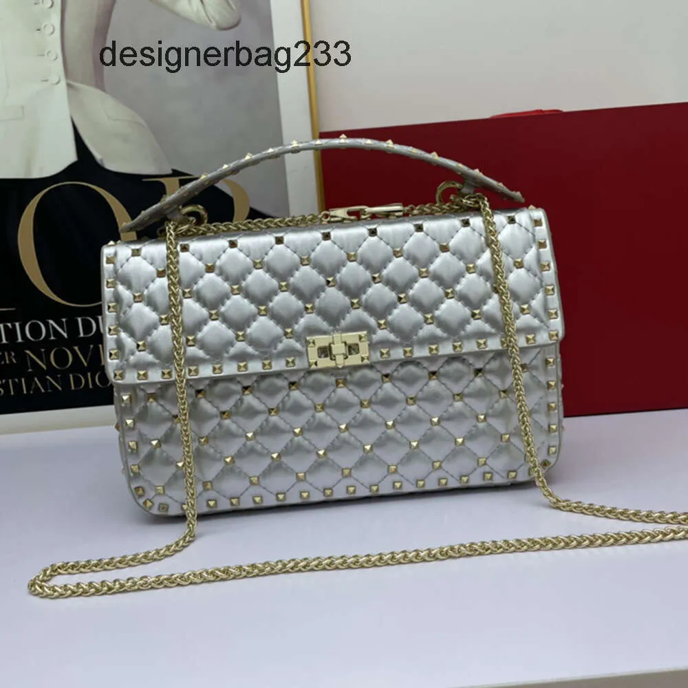 Sac simple rivet en cuir Vallen Sacs à tendance polyvalente chaîne de petite carrée fashion femme mouton de diamant épaule en diamant