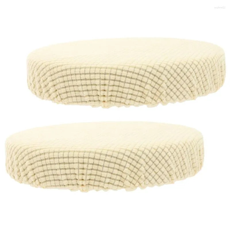 Chair Covers 2pcs Stool Fabric Round Elastic Stretchy Washable Seat Slipcover