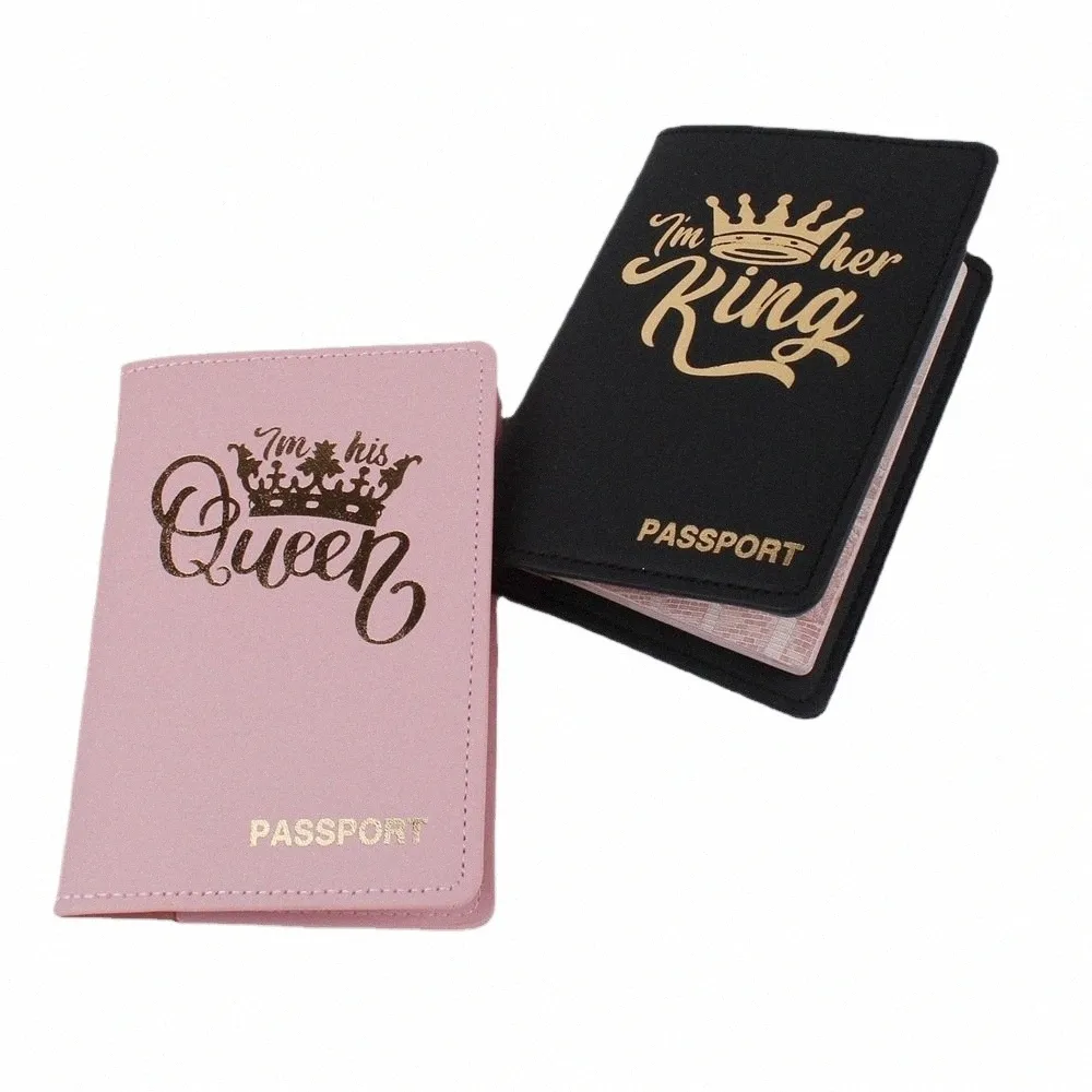 couple Crown Pu ID Card Holders Busin Credit Card Holder Case Pouch Travel Waterproof Dirt Passport Holder Cover Wallet K29y#