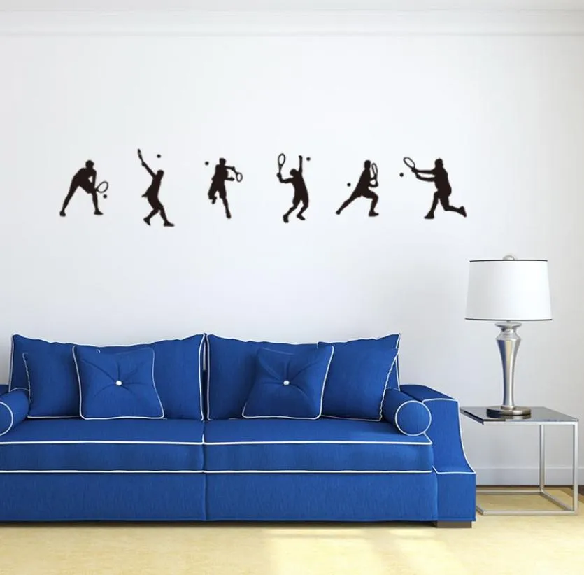 Black Color Sports Tennis PVC Autocollants muraux Art Decal pour les écoliers pour enfants Salle Home Decor Mural6623122