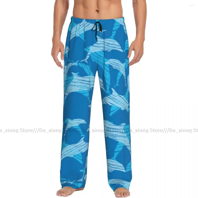 Мужская одежда для сна рыхлые брюки пижамы дельфины узор