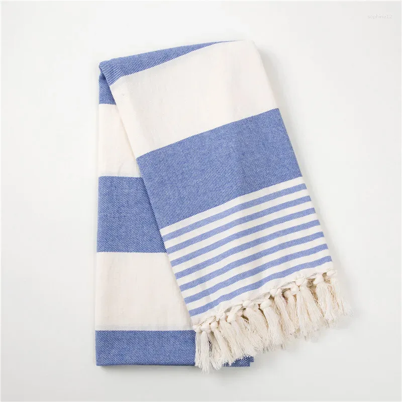 Towel 90x180cm Turkish Style Tassel Pure Cotton Striped Washcloth Soft Absoebent Blanket Breathable Bath For Beach SPA