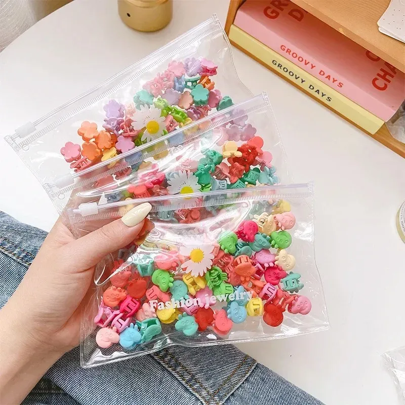 2024 50pcs Set Girls Cartoon Fleur colorée mini-cheveux Claws Kids Sweet Hairpins Childre