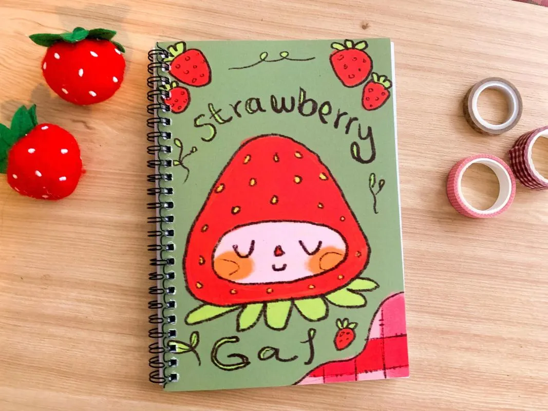 Strawberry Spiral Notebook Memorando notepad 120 páginas escrevendo para notas de diário de registro de estudo GRILS GRILS DIÁRIO DIÁRIO DO JORNO PRESENTES