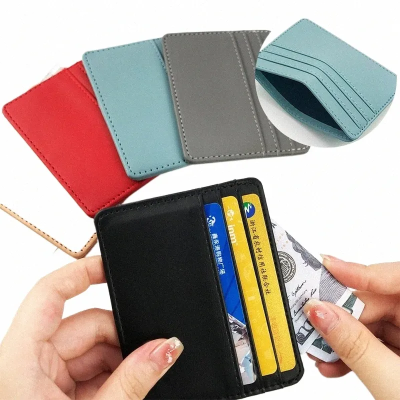 1 pcs man portemonnees ultra dunne mini Busin Bank creditcardhouder portemonnee eenvoudige zwarte vrouwen kleine muntenkaarten bedekken zakje case tas a2ow#