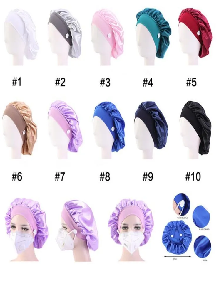 10 PCs Silk Night Cap Hut können Maske Frauen Kopf Cover Schlafkappe Satin Motorhaube für schöne Haare Hausreinigung Supplies Accessor3636547