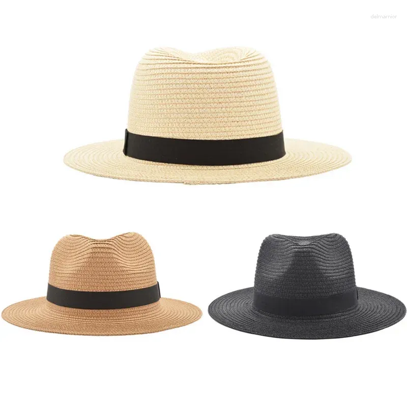 Wide Brim Hats Women's Large Summer Breathable Sunscreen Straw Hat Men's Fashion Outdoor Casual Panama Beach Cool Jazz Unisex Sun