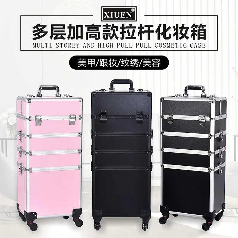 Supplies Professional multicouche multicouche combinée Trolley Makeup Makeup Buggage Portable Cosmetic Suitcase Nail Tattoo Beauty Travel Toolbox