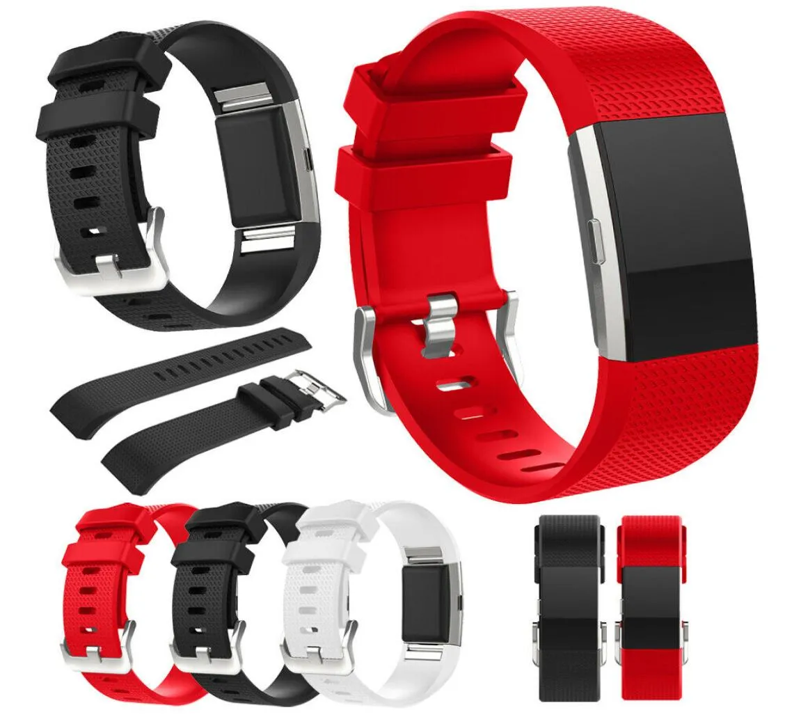 Für Fitbit -Ladung 2 Handgelenksgurte TPE Armband Ersatz Zubehör kariert Smart Watch Band mit Metal Buckle3843666