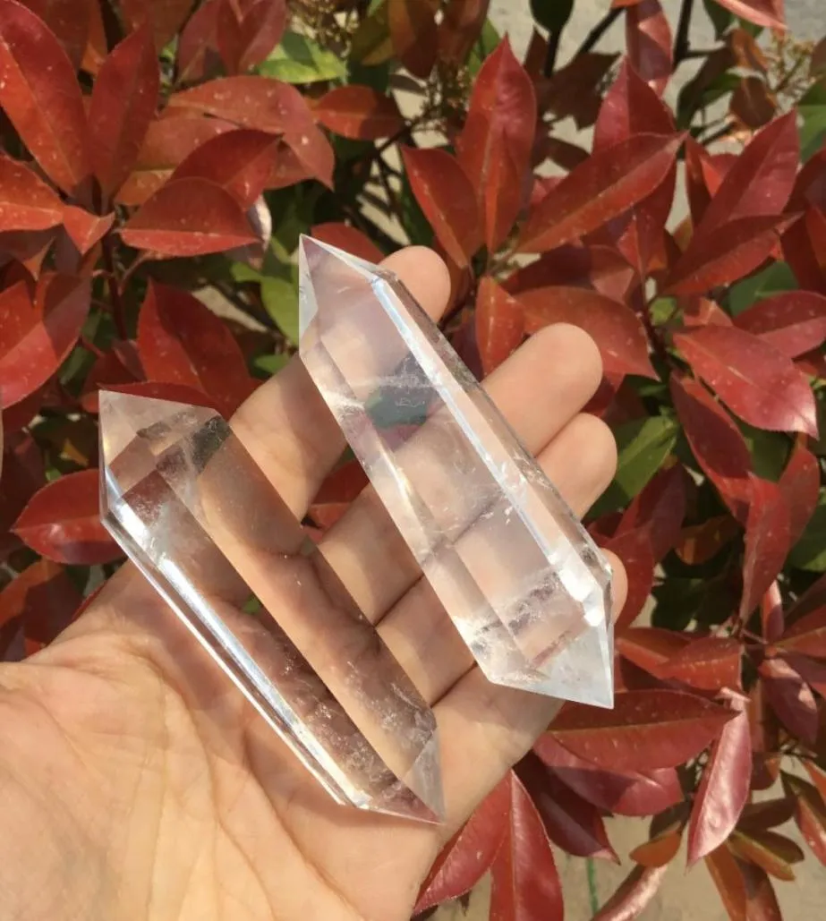 2pcs Natural Clear Quartz Crystal Double Terminé Point Transparent Rock Crystal Points1939563
