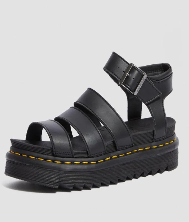 Lyxdesigner Sandaler Kvinnor Black Summer Causal Shoes Bekväm äkta läderspänne Dr Martin Platform Sandaler Storlek 35-409609494