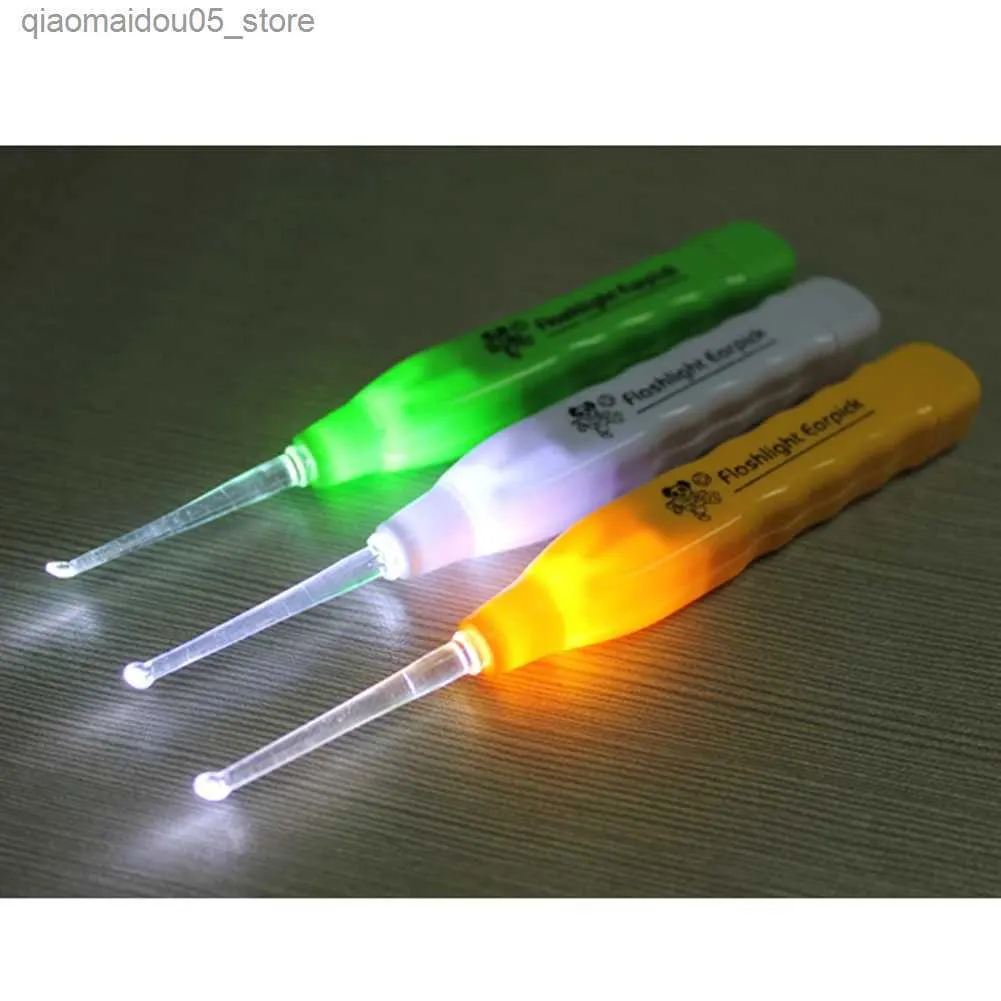 Earpick# LED LED Luminous Ear Spoon Anti Slip Handle Mask Cleaner مع تغريدات أداة إزالة شمع الأذن مناسبة للأطفال والبالغين Q240416