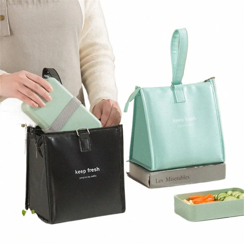 bolsas de almuerzo de cuerpo cruzado portátiles aislados PU impermeable PU gran capacidad alimentaria bento almacenamiento térmico ctainer hombro bolsas de refrigerador v5yi#