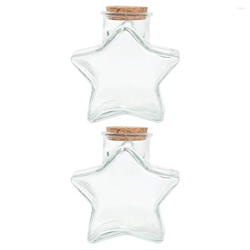 Vases 2 pcs souhaitant la bouteille d'étoile de forme de rangement de rangement bouteilles bouteilles de dérive de bouchon décorer en verre polyvalent transparent paysage mini