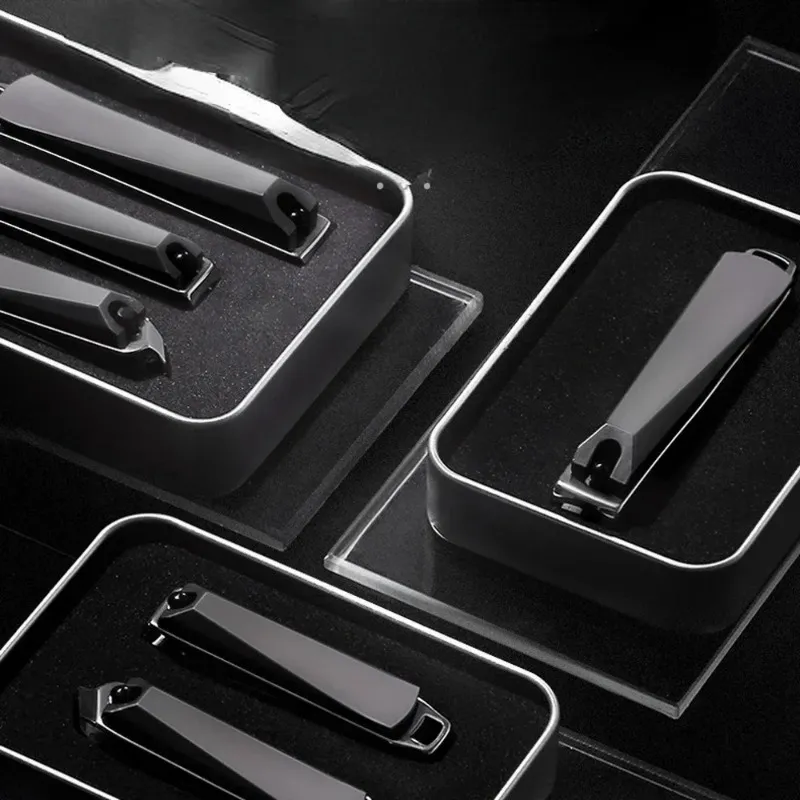 Professionell rostfritt stål Nagelklippare Portable Black Nail Cutter Nippers PLER TOENAIL FINGERNAIL Manicure Trimmer Tool