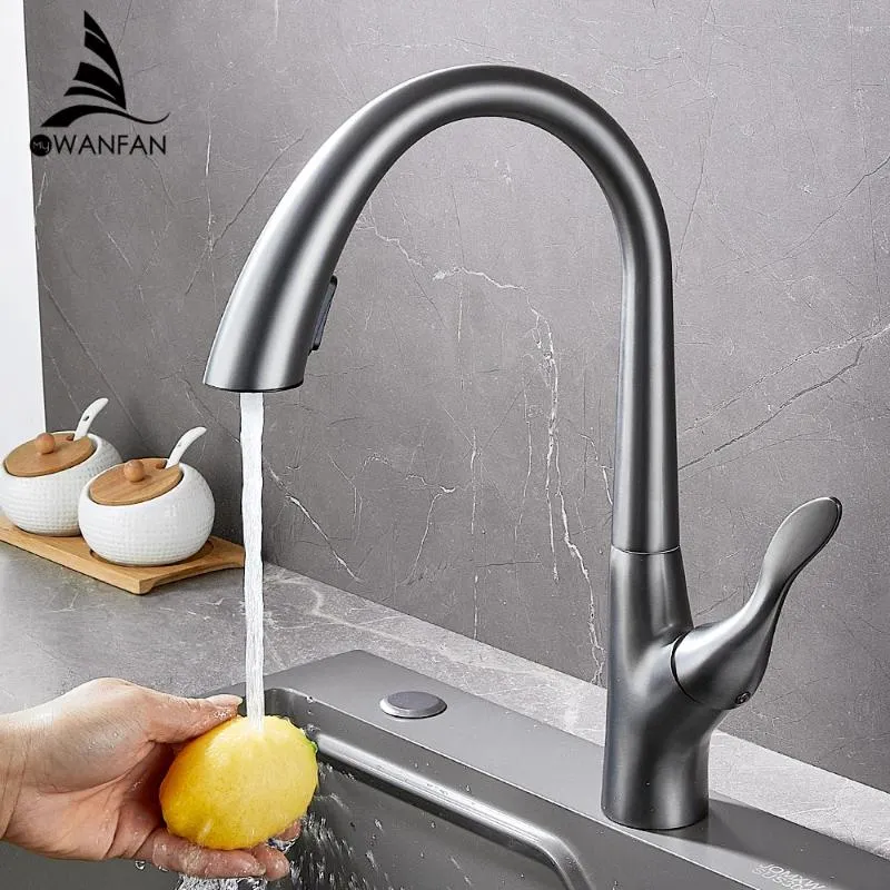 Küchenarmatur Premium Grey Pull-Wasserhahn-hochwertiger grenzüberschreitender Einzelhebel- und Kaltwasserhahn 866114