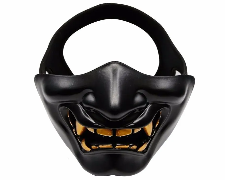 Half Face Airsoft Mask Halloween Kostüm Cosplay BB Böses Dämon Monster Kabuki Samurai Hannya Oni halb Cover Prajna Masken Sh1909222179295