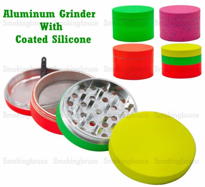 Moedor de ervas de tabaco de alumínio com silicone revestido 25 polegadas 4 peças Silicone Grinders Metal Muller Muller vs Sharpston5345337