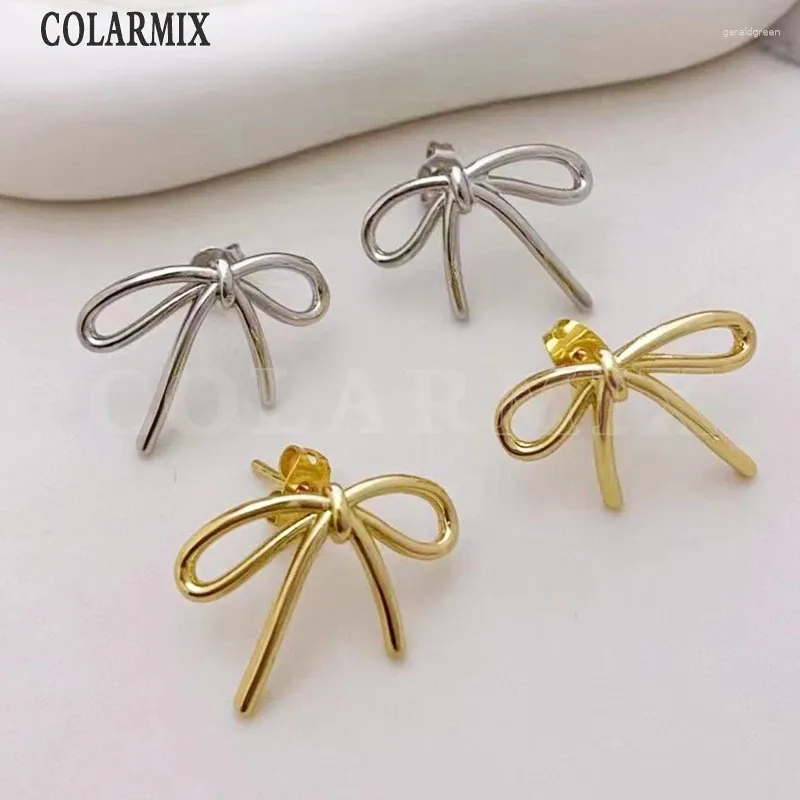 Boucles d'oreilles à étalon 3 paires minuscules mignons bowknot simple simple design métallique classique féminine bijoux fête 30936