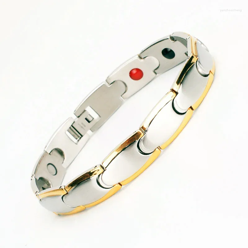 Bracelets liens Health's Health Bracles magnétique Power Bracelet en acier inoxydable Black Golden Care Bijoux pour l'homme