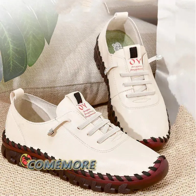 Swobodne buty Summer Flat Women's 2024 Ortopedyczne mokasyny Kobieta Mokasyny zszyte poślizg na baletowych mieszkaniach dla kobiet pu