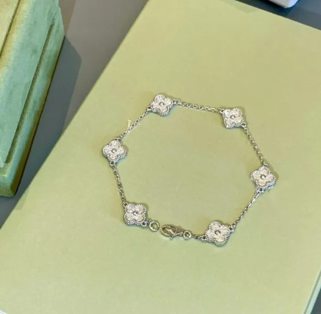 Mini 6 braccialetto trifoglio per donne designer di lusso gioielli a quattro foglie braccialetti a foglia 18k oro oro piatto d'argento agata diamante catena di matrimoni regalo