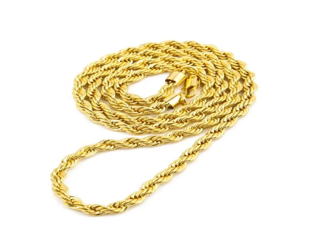 65 mm tjock 80 cm lång fast rep ed kedja 14k guld silver pläterad hiphop ed tung halsband 160gram för mens4498178