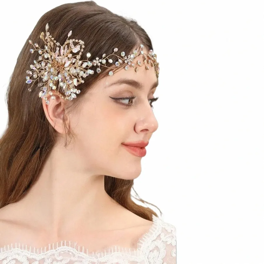 Elegantes accesorios para el cabello de la boda tiara de la novia y cabeza de daduga de lujo para la cabeza de la cabeza de la cabeza de la cabeza de la cabeza de dama de honor