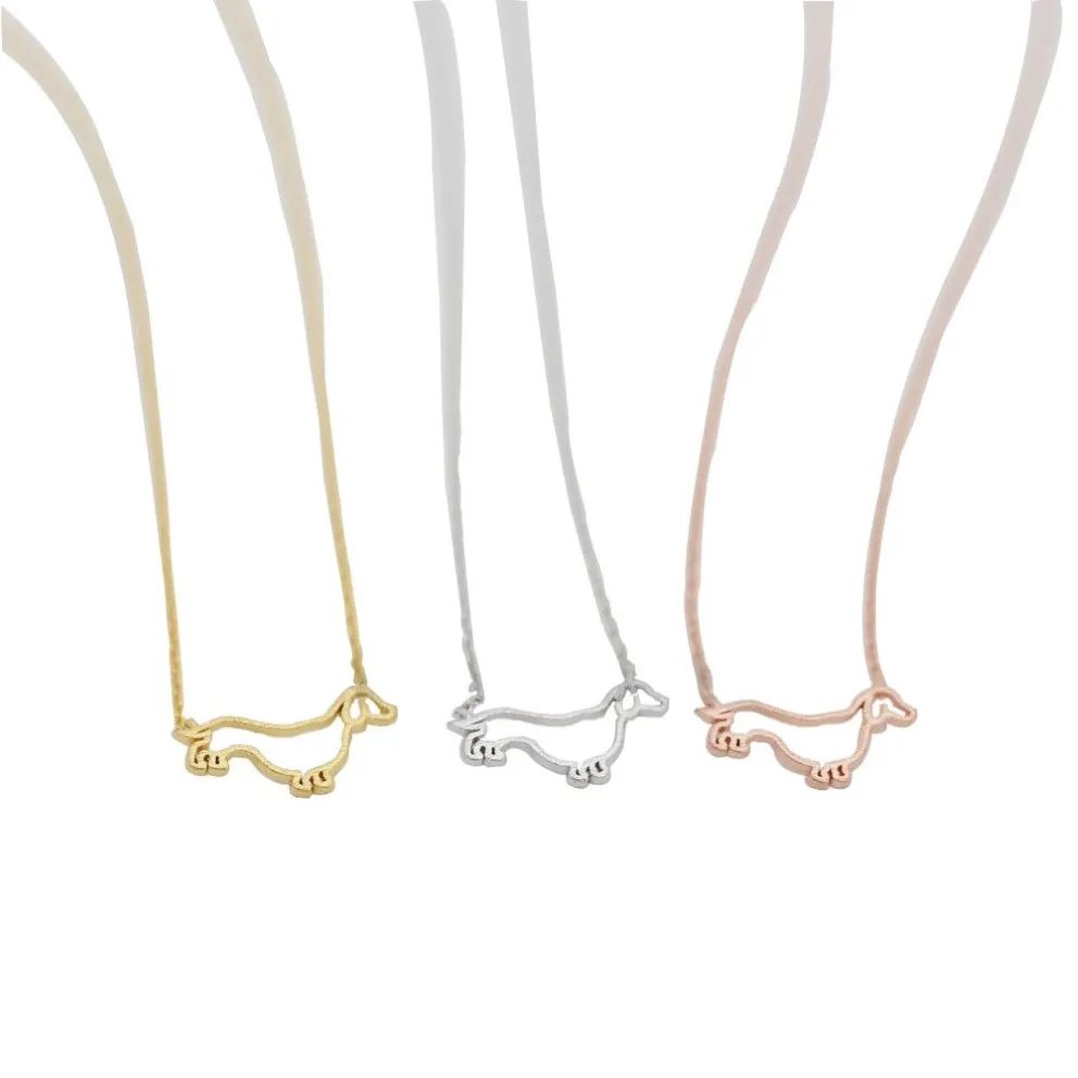 Модные таксистки подвесные ожерелья для собачья рама подвесные ожерелья прекрасная серия животных, покрытые золотыми ожерелья для женщин 273t