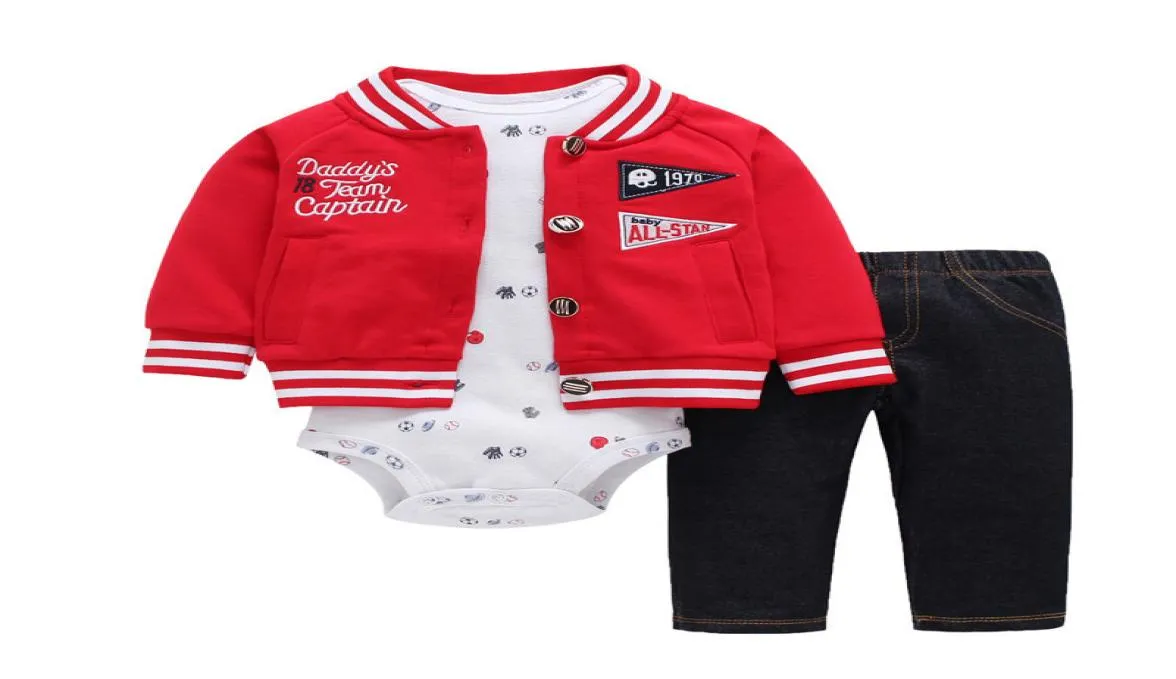 2019 Nowe ubrania Red Boy 100 CoatpantsBaby Romper Autumn Zima Zestawy 624 miesiące Bodysuit Infant Boys Zestawy Ubrania J19051380087