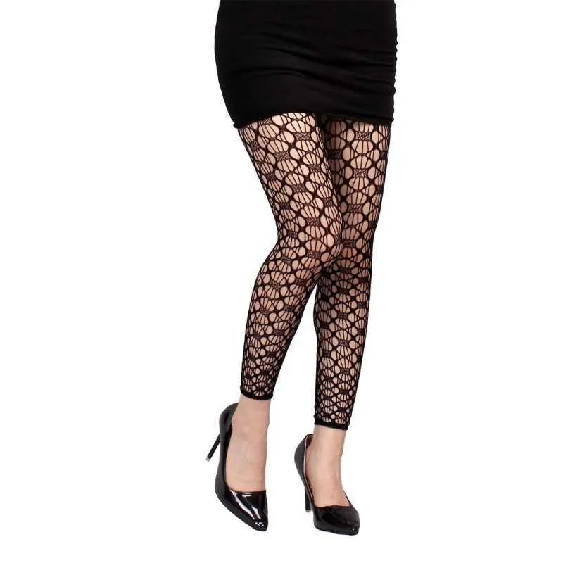 7HQ8 Sexy Socks Womens Sexy Patterned Fishnet Footless Tights High Waist Net Footless Leggings Pantyhose Sheer Thigh High Stockings 240416