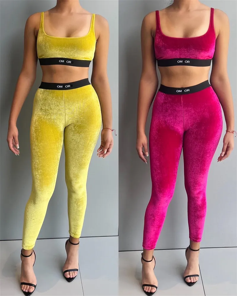Kvinnors spårningsdräkter Designer Tracksuit Kvinnor Sexig Yoga Tank Top Pants Suit Woman Vest Tight Trousers Two Piece Set Female Sportswear
