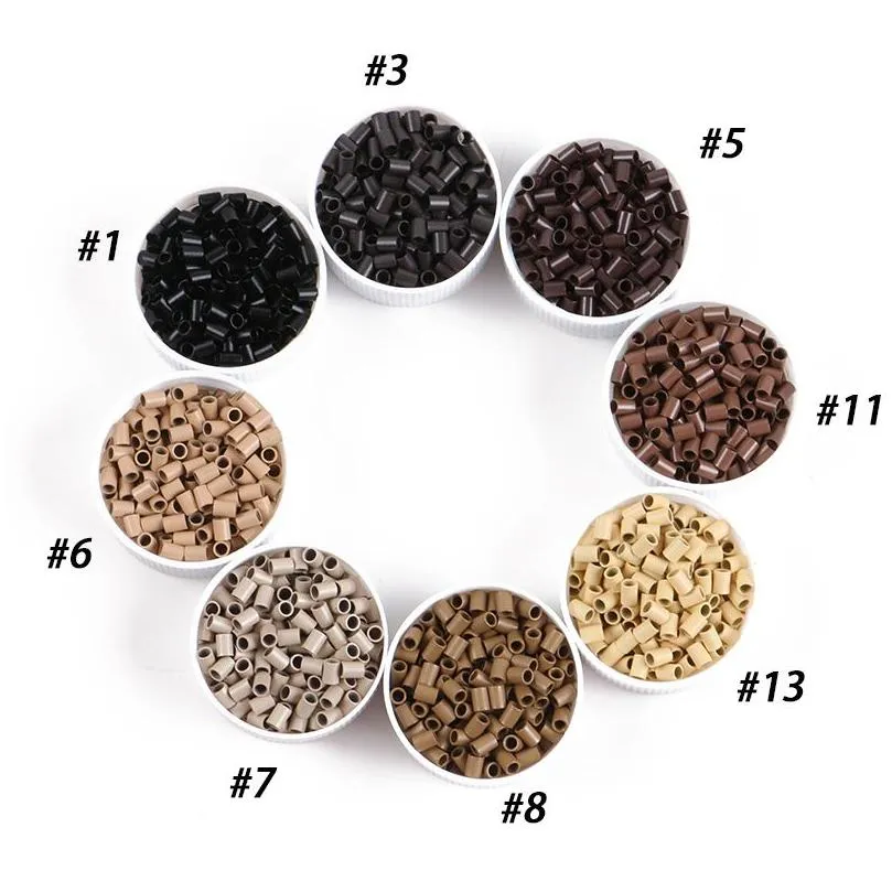 Microbeads 3.0X2.4X4.0Mm Flat Copper Ring For Stick I-Tip Hair Euro Locks Micro Links Rings Dark Blonde Color Drop Delivery Products A Otscb