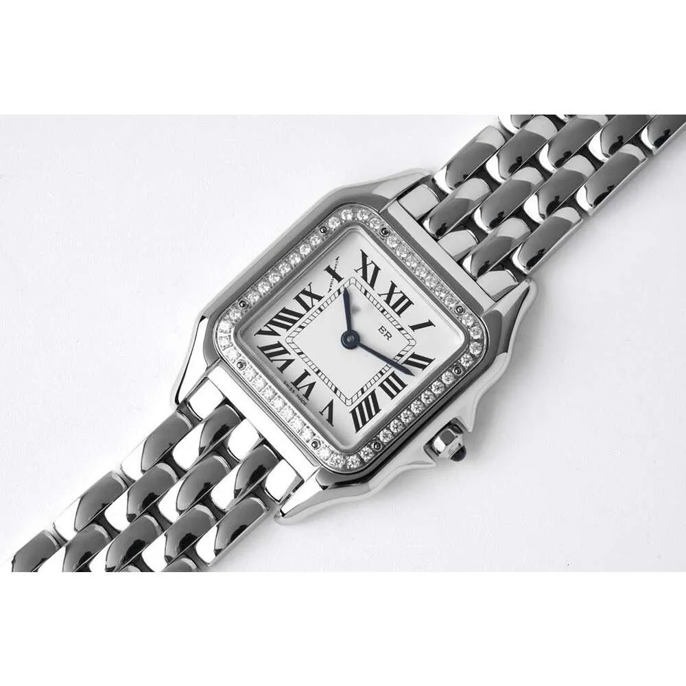 teure Panthere Watch Silver Uhren Frauen 1; 1 Diamond Lünette Frauenwatch 5A Hochwertige Schweizer Quarz Uhr Ladies Relojes Arabisch Dial Montre Original Dicke 6mm