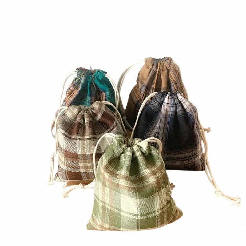 Japanskt Cott Fabric DrawString Storage Pouch Packing Presentväska Candy Jewelry Organizer Christmas Bag A9xw#