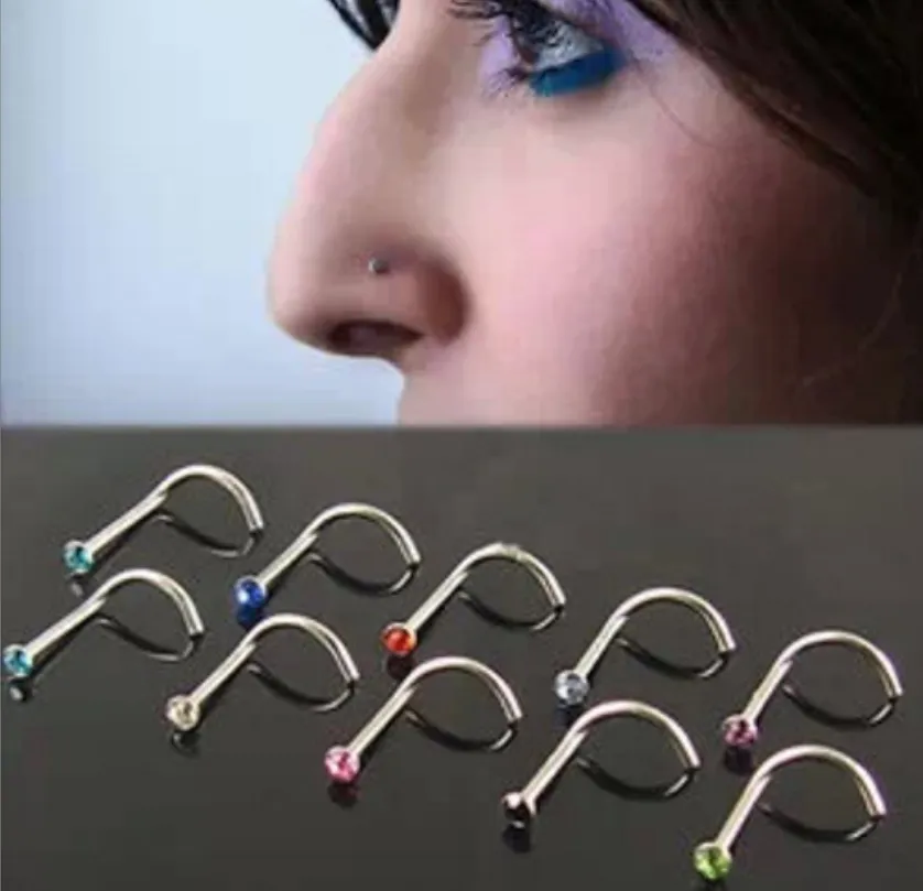 & Studs Titanium Steel Crystal Stude Nose Rings Body Art Piercing Jewelry Drop Delivery 2024 1.8mm Dgvet