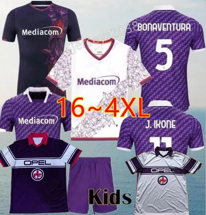 Fiorentina 23 24 Jerseys de football J. Ikone 22 2023 2024 CASTROVILLI Bonaventura Florence Jersey ACF Jovic A. Cabral Milenkovic AMARBAT Men Kid Kit Kit Kit Football Shirts