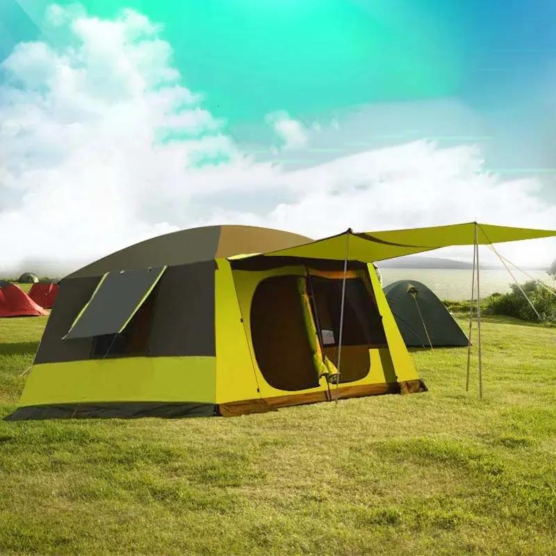 Tent Gonflables de Campingtent Outdoor 812 Protezione da pioggia pesante Due camere a campeggio campeggio viaggio grande tenda 240416